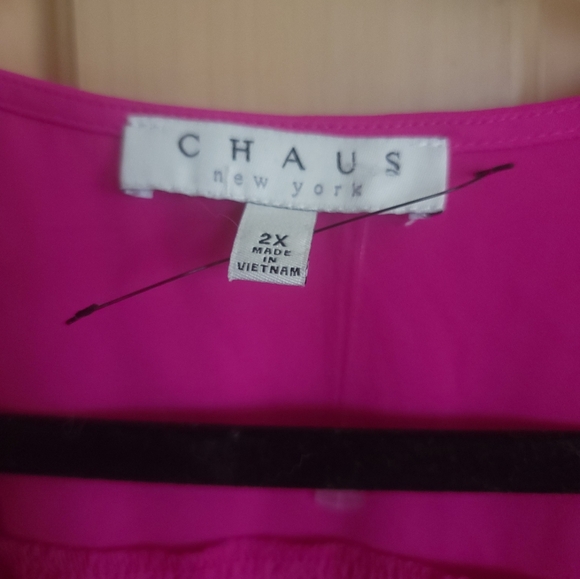 Fuchsia Woman's Plus sz 2X Chaus Shirt short sleeves - Picture 8 of 9